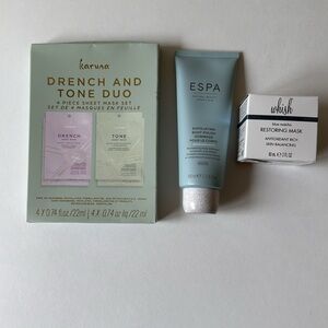 Whish Matcha Restoring Mask, Karina Drench &Tone Duo Mask Sheet,ESPA Body Polish